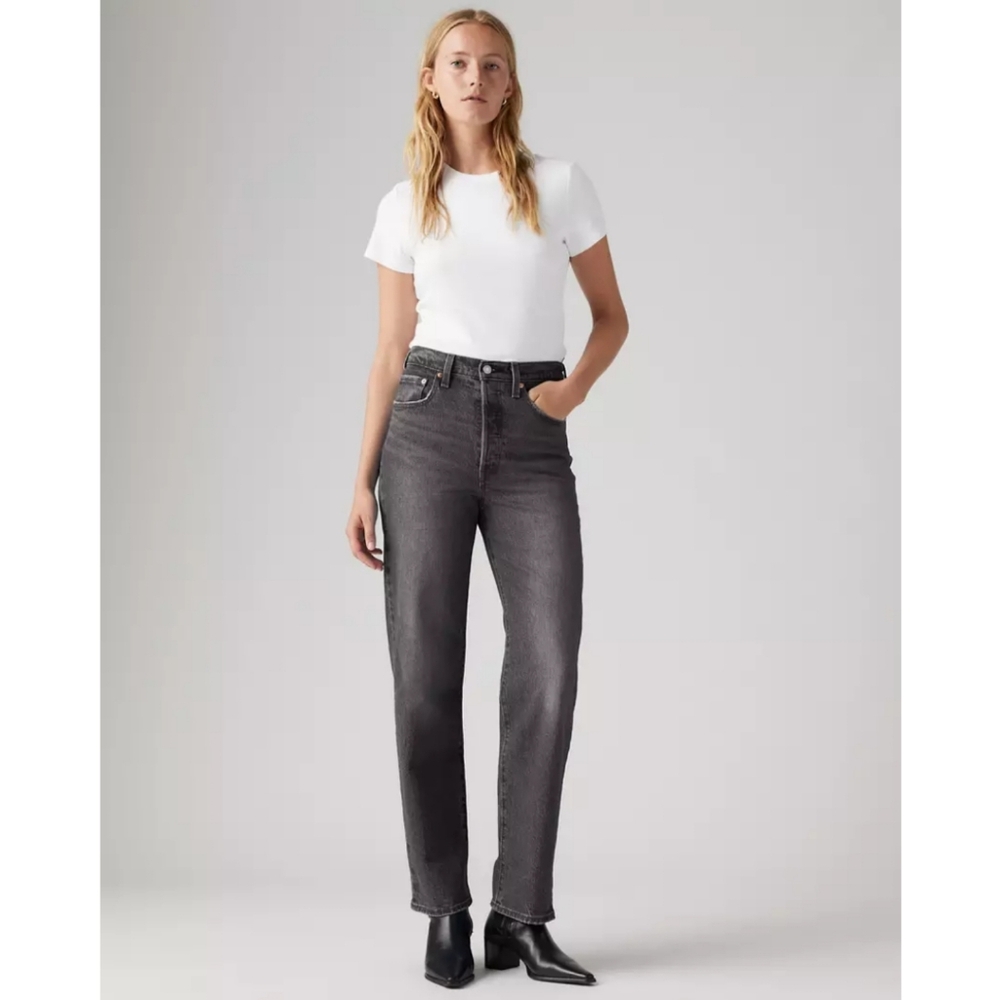 Levi's Ribcage Straight Ankle Women's Jeans Sz 30 Gray Wash Skater Grunge - Picture 9 of 11